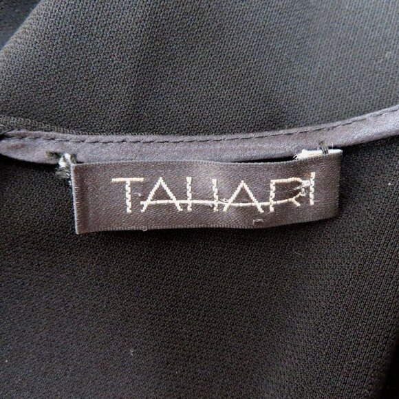 Tahari Womens 2 Zipper Keyhole Front Solid Black Sleeveless Sheath Dress Gown - Picture 6 of 10